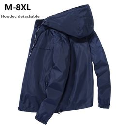 Jacket Men Plus Size 6XL 7XL 8XL Spring Autumn Thin Windbreaker Mens Hooded Bomber Coat Streetwear Boy Zipper Casual Sportswear 211110