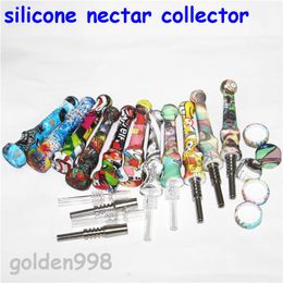 smoking Dab Straw Nectar Kits With 14mm Gr2 Titanium Tips hookahs Dabber Tool Food Grade Straws Silicon Nector Pipe