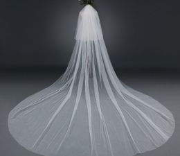 Bridal Veils 3m One Layer Cover Face Wedding Veil With Comb White Lace Edge Bridal Veils Ivory Cathedral Veils