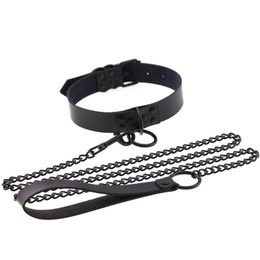 punk gothic 5* High Quality Leather bondage collar restraint BDSM fetishwear