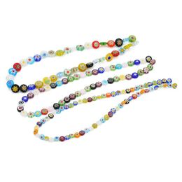 Outros 6/8 / 10mm Colorido Lampwork Glass Beads Flat Round Forma Spacer para Jóias Fazendo Colar Pulseira DIY Acessórios