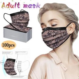 adult halloween headbands Canada - Cycling Caps & Masks Halloween Cosplay Headband S 100pc Adult Fashion Lace Disposable Protection Three Layer Breathable Face Mask Mascarilla