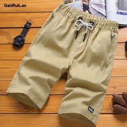 Summer Casual Shorts Men Drawstring Fitness Sweat Shorts Male Sportswear Solid Cotton Pants Plus Size B0897 210518