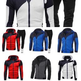 2021 new spring men's suit thick hooded jacket + pants 2PC set of men's brand hoodie zipper track suit men's sports suit X0610