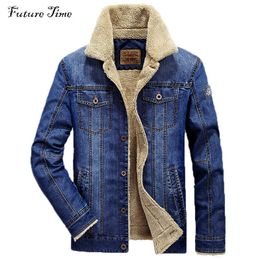 M-6XL men jacket and coats brand clothing denim jacket Fashion mens jeans jacket thick warm winter outwear male cowboy YF055 210927