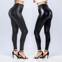 Leggings Women Sexy Night Club Hip Lifting Slim PU Leather Casual Black Legging High Waist 211204