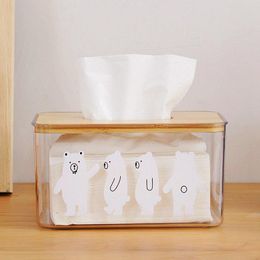 Tissue Boxes & Napkins Desktop Paper Towel Box Household Living Room Transparent Bamboo Cover Napkin Storage