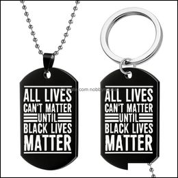 Key Rings Jewellery Stainless Steel Keyrings Bag Charm Black Lives Matter Women Pendant Necklaces Keychain Ring Aessories Men Fashion Blm Car