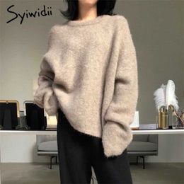Sweater women Cashmere pullover knit winter clothes korean oversized sweater Batwing Sleeve Solid Casual fashion 211018