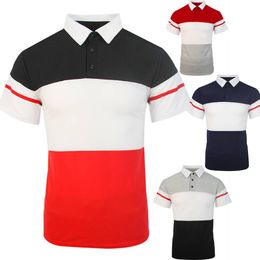Golftennis Men Polo Shirts Military Style Short Sleeve TShirt Hunting Fishing Male Top Tees Casual Homme Slim Fit Sportwear Striped Contrast Colour Topshirts polos