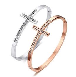Ladies High Quality Metal Cuff Bracelet Cross Bracelet Elegant Wedding Jewelry Q0719