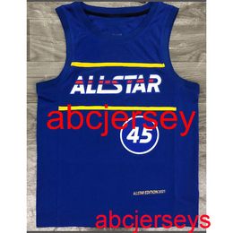 Men Women kids 45# MITCHELL 2021 all star blue basketball jersey Embroidery New basketball Jerseys XS-5XL 6XL