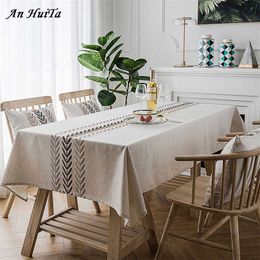 Nordic tablecloth rectangular kitchen embroidered dining table cover party wedding fireplace countertop decoration 211103