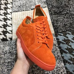 Sapatos ocasionais de camurça laranja top top designer sapatos moda homens e mulheres solas lisas de luxo sapatos festa casal sneakers 2 estilos sneaker