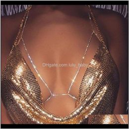 Drop Delivery 2021 Sexy Bikini Bra Chain Women Sparkle Crystal Rhinestone Beach Body Jewellery Fashion Waist Belly Chains B4Kve
