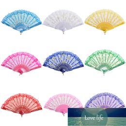 Party Wedding Prom Dancing Accessories 10 Colors Summer Fan Lace Spanish Fabric Silk Folding Hand Held Dance Fans Flower Factory price expert design Quality Latest