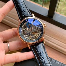 Sapphire Skeleton Automatische Uhr Männer Sonne Mond Phase Herren Mechanische Uhren Top Armbanduhren Lederband 15584 BDFL