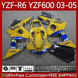 Motorcycle Body For YAMAHA YZF-R6 YZF600 YZF R 6 600 CC 03-05 Bodywork 95No.75 YZF Blue CAMEL R6 600CC YZFR6 03 04 05 Cowling YZF-600 2003 2004 2005 OEM Fairings Kit