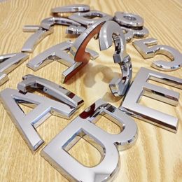 100pcs/Lot House Number Height 7cm Alphabet Letters Chrome Finished Glossy Silver Color Home Address Stickers Door Plate Other Hardware