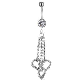 YYJFF D0430 Heart Belly Navel Button Ring Clear Stone