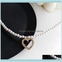 Necklaces & Pendants Jewelryimitation Pearl Chain Necklace With Love Pendant Exquisite Mothers Valentines Day Gift Heart Chains Drop Deliver