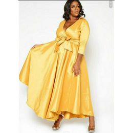 Saudi Arabic Plus Size Prom Dresses With V neck Long Sleeves Aso Ebi Evening Gowns For Women African Party Dress Formal Vestidos