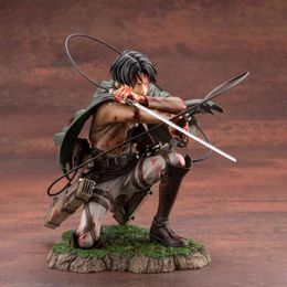 Attack On Titan Anime Figure Artfx J Levi Ackerman Action Figure Package Ver. PVC Action Figure Toys Collection Model Doll Gift Q0621