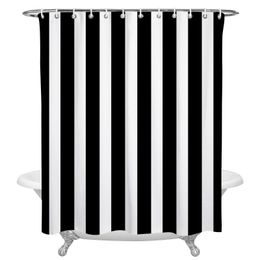 Shower Curtains Stripes Black White Waterproof Curtain Home Bath Decorative Polyester Fabric Bathroom With Hooks