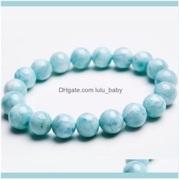 Beaded Jewelrybeaded Strands 10Mm Blue Natural Larimar Bracelets For Women Female Stretch Crystal Round Bead Stone Bracelet1 Drop Delivery