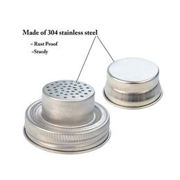 304 Stainless Steel Mason Jar Lid Silicone Sealing Plug 70mm Calibre Shaker Lids Rust Proof Drinkware Cover