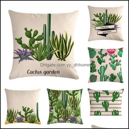 Cushion/Decorative Pillow Home Textiles & Garden Linen Er Cartoon Cactus Cotton Cushion Case Chair Seat Living Room Decorative Pillowcases D