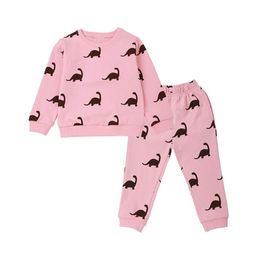 Kids Clothing Sets Girls Autumn Long Sleeve Cotton Suits 2Ps Sweatshirts and Pants Animal Print Suit 210429