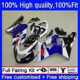 Injection Mould Bodys For SUZUKI GSXR600 GSXR-750 GSX-R750 K4 750CC 04 05 20No.37 GSXR 600 750 CC 600CC GSX-R600 04-05 GSXR750 White blue blk GSXR-600 2004 2005 OEM Fairings