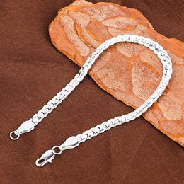 Link, Chain Classic Men Bracelet Luxury Silver Colour Link Charm Bracelets Fashion Jewellery For Women Female Friend Gift