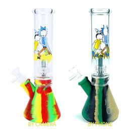 2022 vaso de taça Vidro Bongo desenhos animados Cachimilha de água luminosa tubo de silicone vaso reutilizável shisha taça fumar acessórios de fumar borboleta de óleo flor de flor