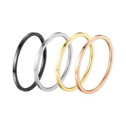 1-2mm rosa delgada oro titanio banda de acero anillo anti-alergia suave simple anillos de boda para mujeres San Valentín Día presente