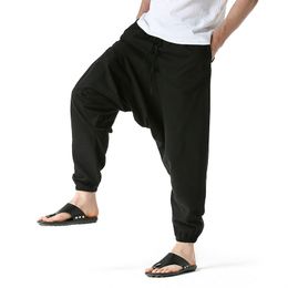 Solid Mens Trousers Casual Cotton Cross Pants Men Breathable Harajuku Streetwear Oversize Pocket Male Harem Pants 210524