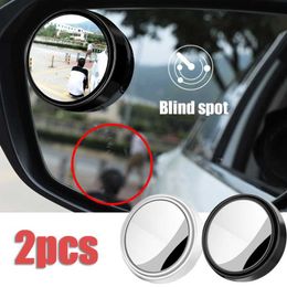 2 Pcs Car Rearview Mirror Round Blind Spot Mirror 360 Degree Rotating Wide-angle Small Frame Auxiliary