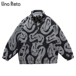 Una Reta M-XXL Winter Men Coat Casual Lamb Wool Parka Streetwear Loose Clothing Grain Fleece 's Jacket 211206