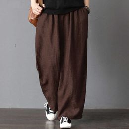 Plus Size 5xl Cotton Linen Pants Women Spring High Waist Wide Leg Pants Casual Summer Trousers Loose Women's Pants Streetwear Q0801