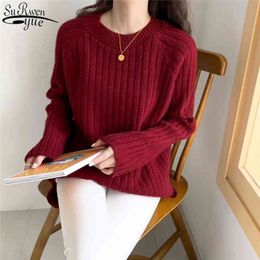 Winter Clothes Pullover Women Long Sleeve Knitted Sweater Solid Casual Vintage Wild Warm Streetwear 11122 210427