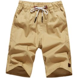 Summer Casual Shorts Pants For Men Cotton Elastic Waist Jogger Knee Length Pants Male Solid Pant Size 5XL Short