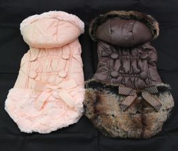 Dog Pet Winter Warm Coat Hoody Buttons&bow Puppy Jacket Clothes 6 Sizes