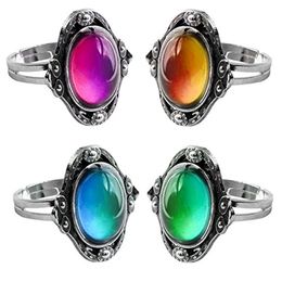 Color Change Mood Ring Oval Emotion Feeling Changeable Ring Temperature Control Thermochromic Gemstone Ring