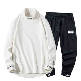 High Quality Men's Casual Printed Pullover + Sweatpants 2PCS Set Men Elastic Waist Jogging Tracksuit Male 2020 New Men Clothing G1222