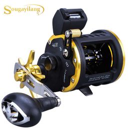 Baitcasting Reels Sougayilang Saltwater Fishing TRA-30 Trolling Drum Reel Right Hand Max Drag 28kg Pesca