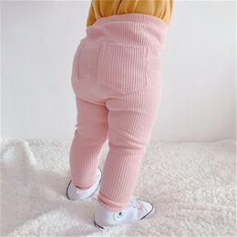 2 pcs definir bebê sólido calças de cintura alta calças de algodão meninas leggings moda calças para bebé primavera casual crianças longas calças 211028