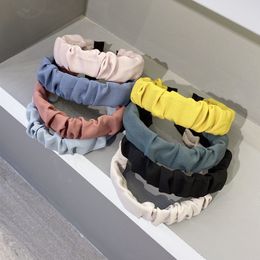 Vintage Solid Fold Candy Color Bezel Hair Bands For Women Headband Hoop Hair Clips Girls Hair Accessories opaska do wlosow