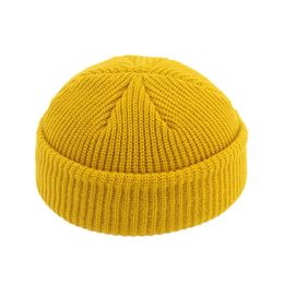 Ball Caps SHUANGR Fashion Unisex Beanie Hat Ribbed Knitted Cuffed Winter Warm Short Casual Solid Colour For Adult Men