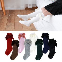 Casual Kids Baby Girls Cotton Stockings Sweet Princess Bowknot Socks Stylish Comfortable Knee-high Socks for Children Girls